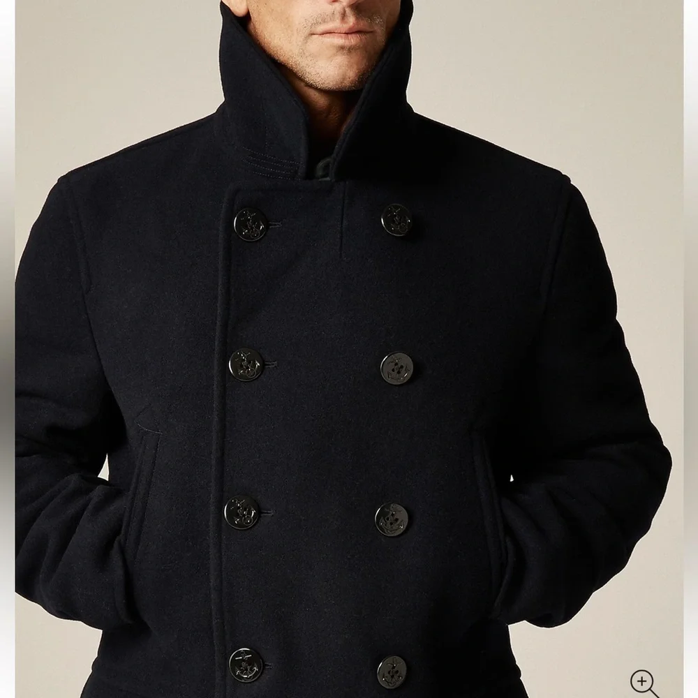 J crew classic navy Dock peacoat in wool blend with PrimaLoft®